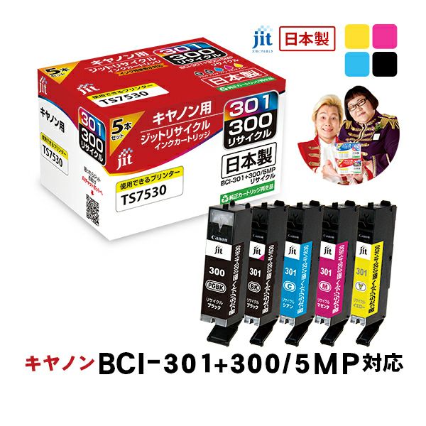 キヤノン canon BCI-301(BK/C/M/Y)+BCI-300PGBK 5色マルチパック 対応